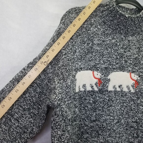 Loft Polar Bears Mock Neck Sweater Women's XL Marled Black White Stretch Knit - Picture 13 of 14